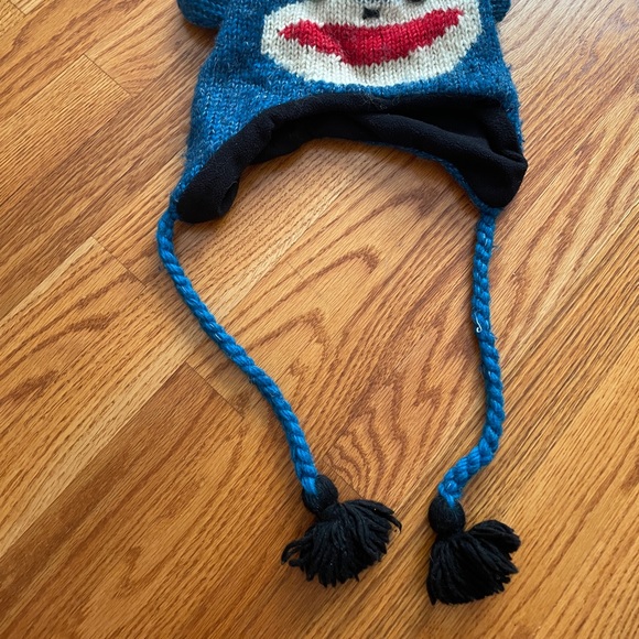 Boys Knitted Blue Sock Monkey Hat, Size: Universal - Picture 2 of 2